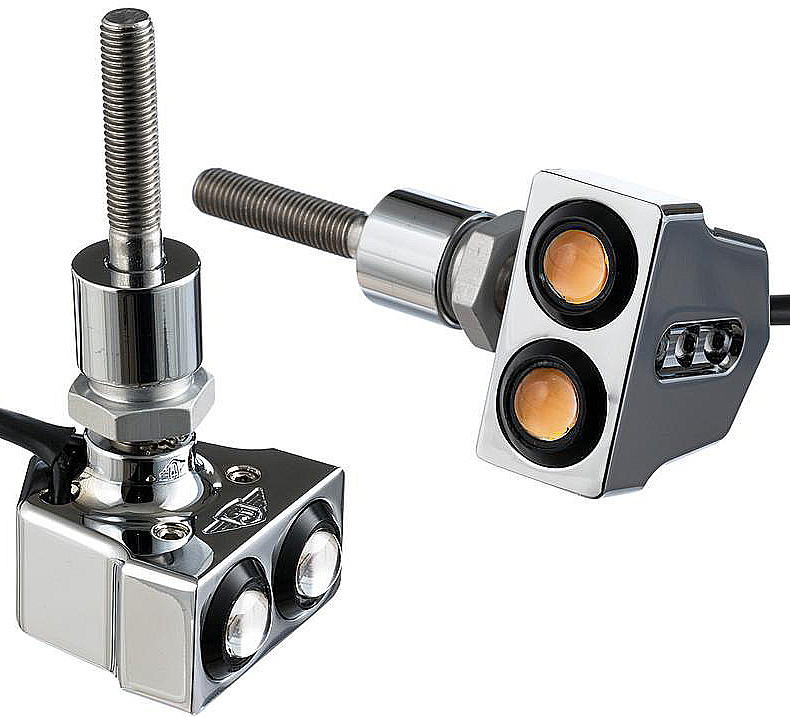 Motorcycle micro lights Dual Snake eye mirror mount turn Signals Chrome